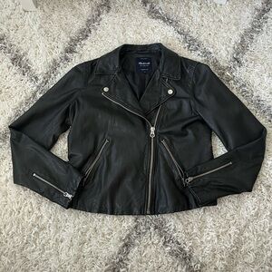 Madewell Washed Leather Motorcycle Jacket - Black L